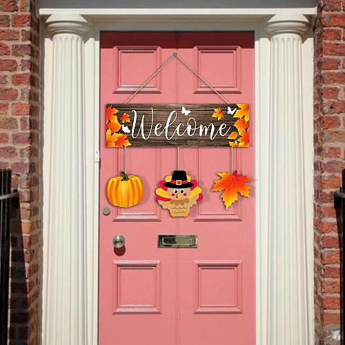 Thanksgiving Door SignThanksgiving Turkey Hanger for Front DoorFall Turkey Pu...