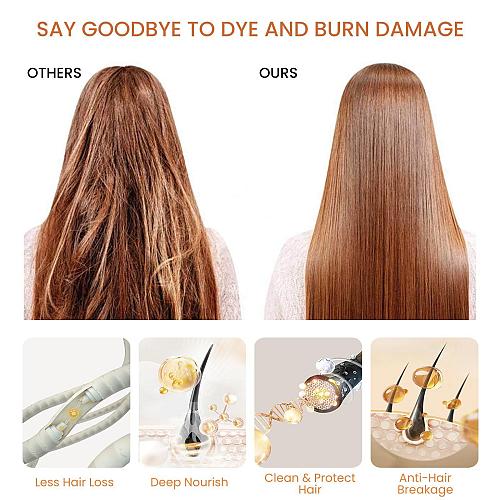 Hair Dye Shampoo 3 In 1 100% Gray Hair Coverage Dark Wine Red Hair Color Trea...