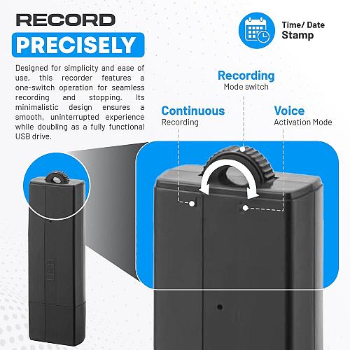 Voice Activated Recorder 25 Day Standby Battery Mini Audio Super Long 288 Hrs...