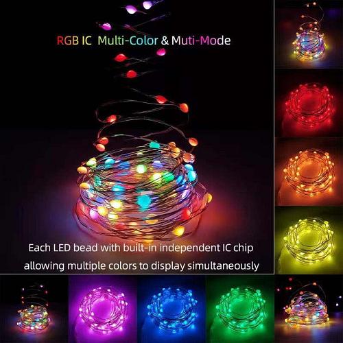 onn. Fairy 16.4' RGBIC LED Indoor Decoration Dream Multi-Color Lights with IR...