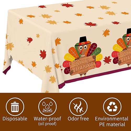 Gatherfun Turkey Thanksgiving Party Supplies Disposable Tablecloth Plastic Ta...