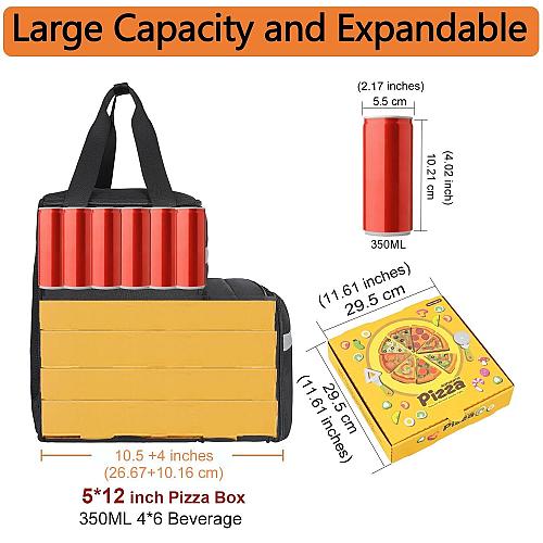 Taygeer Food Delivery Backpack Expandable Insulated Food Delivery Bag for Gro...