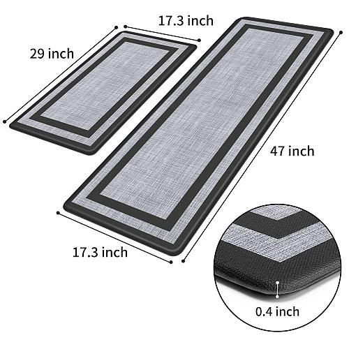 Mattitude Kitchen Mat 2 PCS Cushioned Anti-Fatigue Non-Skid Waterproof Rugs E...
