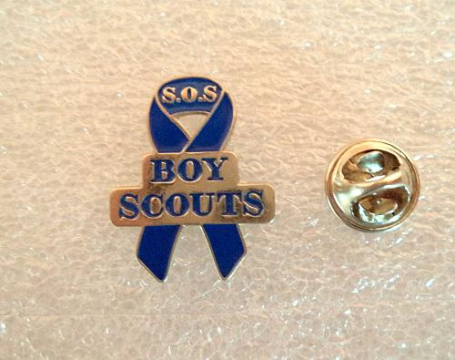 S.O.S. SOS Boy Scouts Blue Ribbon. Official original Rare Lapel Pin, Badge