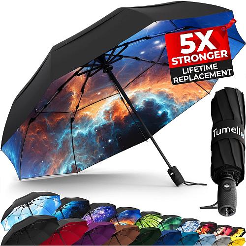 TUMELLA Strongest Windproof Travel Umbrella Compact Superior & Beautiful Smal...