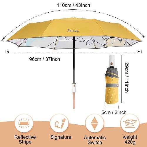 Painan Kids Umbrella - Unicorn Cat Prince Childrens Cartoon Cute Yellow Umbre...