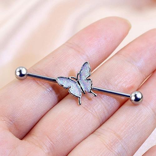 Jewseen Industrial Barbell 14g Industrial Rings Butterfly Industrial Bar Body...