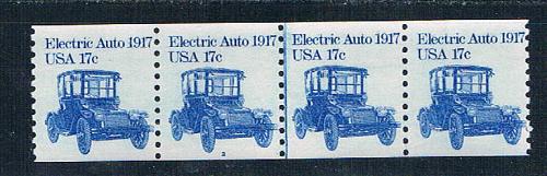 US 1906 MNG coil of 4 Electric Cars 17c 1981 CV 1.40 (U0415)
