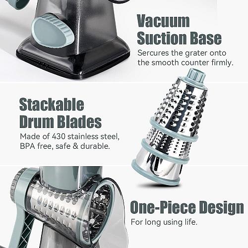 KEOUKE Rotary Cheese Grater with Handle Vegetable Cheese Shredder Slicer Grat...