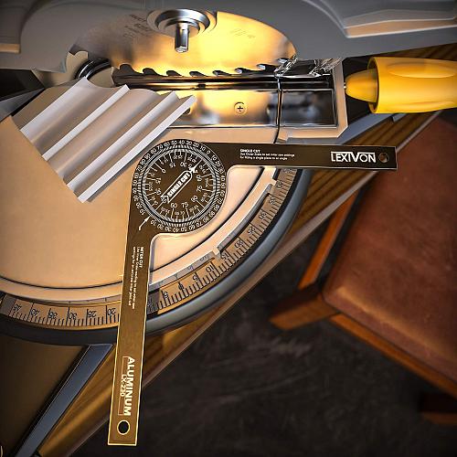 LEXIVON Aluminum Miter Saw Protractor | 7-Inch Rust Proof Angle Finder Featur...
