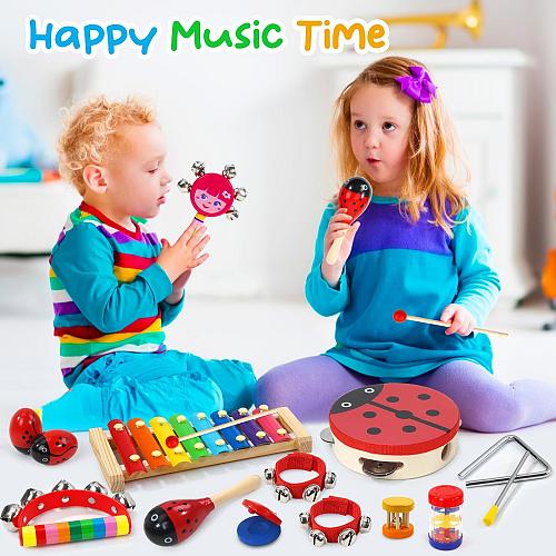 Raimy Kids Musical Instruments Set - Wooden Percussion Instruments Toy for To...