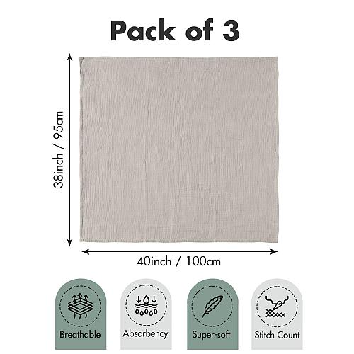 Muslin Swaddle Blankets for Newborn 3 Pack Breathable Soft Receiving Blanket ...