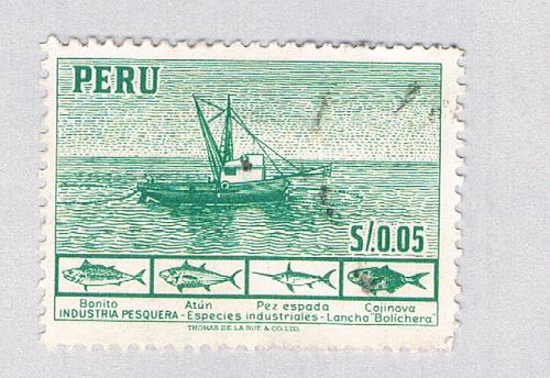 Peru Fishing boat green 5c 2 (AP135218)