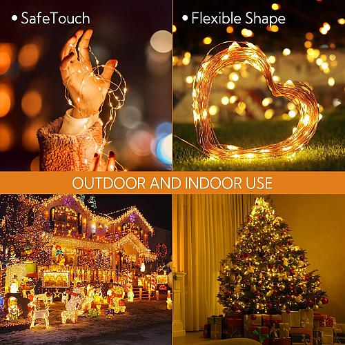 Cuorung 4 Pack Solar String Lights for Outside 400LED 160FT Bright Solar Ligh...