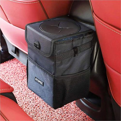 Ryhpez Car Trash Can with Lid - Truck Trash Bin Storage Bag Automotive Garbag...