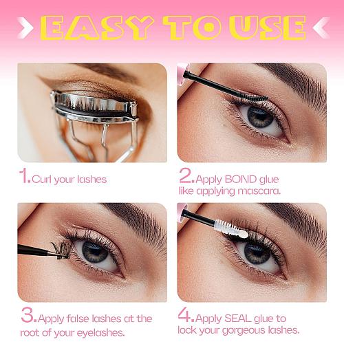 Lash Glue Bond and Seal Long Lasting Strong Hold Waterproof 2 in 1 Cluster Ey...