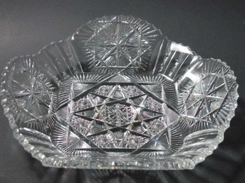 ABP cut glass square base bowl American brilliant period 1886 -1915