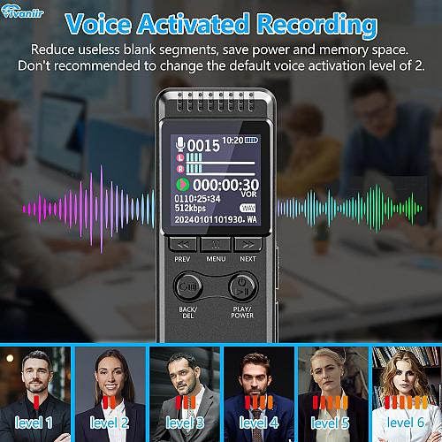128GB Digital Voice Recorder with 8000 Hours Recording Capacity 80Hrs Battery...