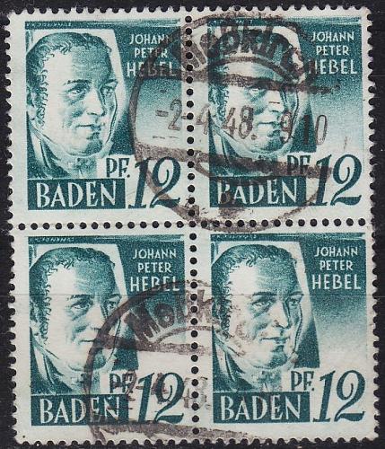 GERMANY Alliiert Franz. Zone [Baden] MiNr 0004 yv II+I ( O/used ) [06] 4er