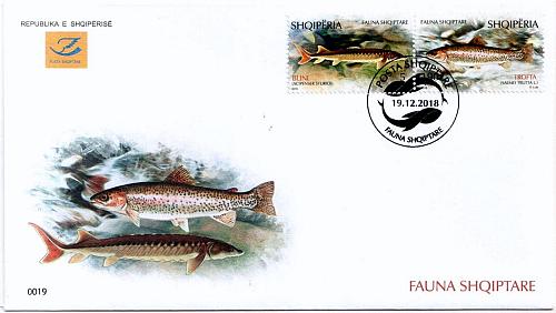Albania Stamps 2018. Fauna: Fish. Acipenser Sturio; Salmo L. FDC Set MNH
