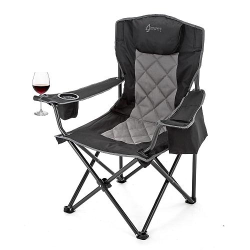 ARROWHEAD OUTDOOR Portable Folding Camping Quad Chair w/ 6-Can Cooler Cup & W...
