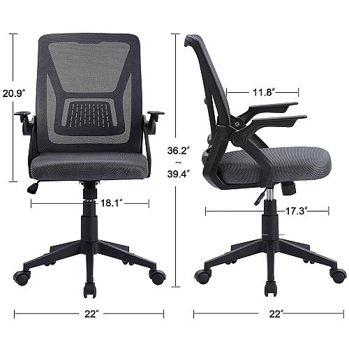 VECELO Mid-Back Swivel Ergonomic Office Chair with Adjustable Arms Mesh Lumba...