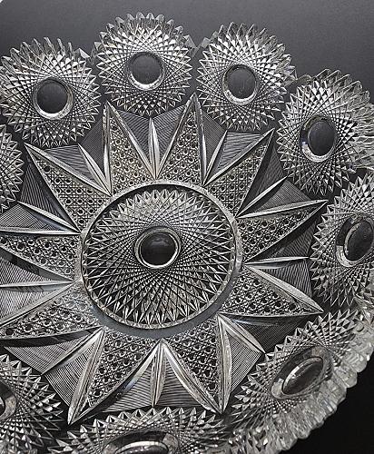 Meriden Theodora cut glass bowl 9" Repaired