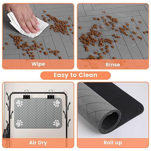 Pet Feeding Mat-Absorbent Pet Placemat for Food and Water Bowl with Waterproo...