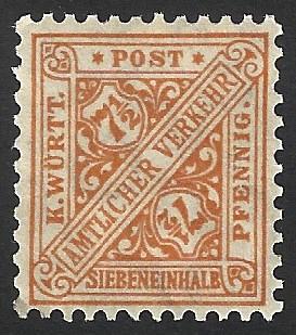German State Wurttemburg Unused Scott #O123 Catalog Value $.55