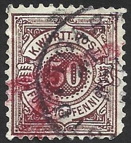 German State Wurttemburg Used Scott #68a Catalog Value $65.00