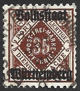 German State Wurttemburg Used Scott #O51 Catalog Value $.60