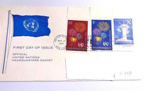 UN First Day Cover* 1967 * "Independance"