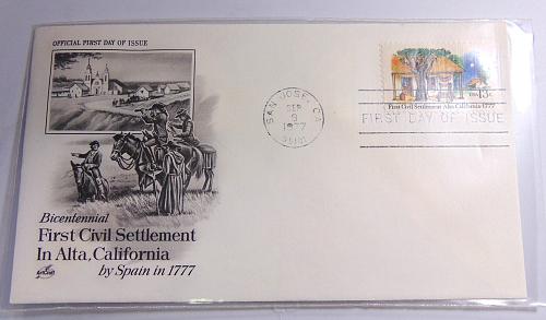 1977 First Day Cover*First Civil Settlement in Alta California.