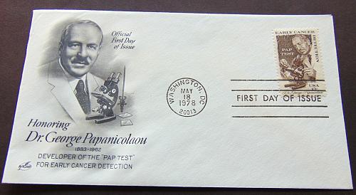 1978 First Day Cover *Dr. George Papanicolaou*Early Cancer Detection.