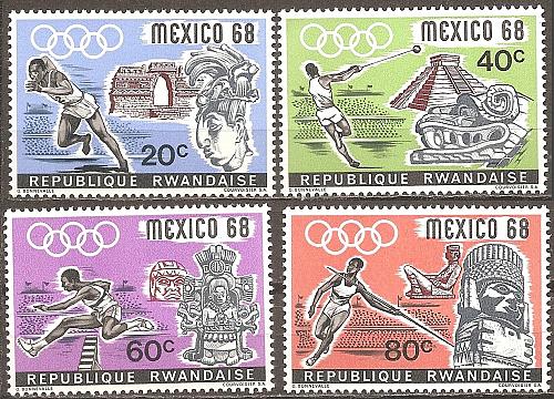 [AF0450] Rwanda: Olympic Games, Mexico City (1968) MNH Complete Set