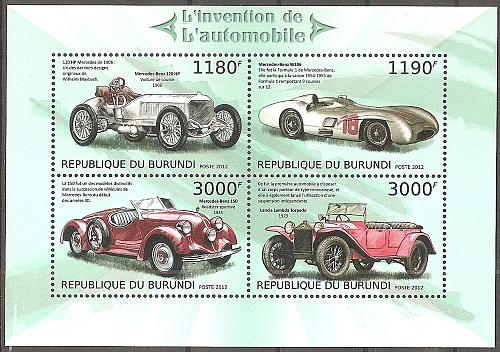 [AF0019] Burundi: History of the Automobile (2012) MNH Miniature Sheet