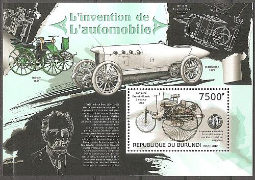 [AF0022] Burundi: History of the Automobile (2012) MNH Miniature Sheet