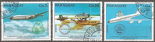 [PAC571] Paraguay: 50th Anniv. Flights by Lufthansa (1984) CTO Full Set