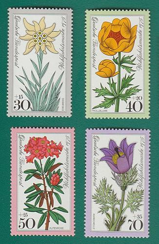 [GEB521] Germany: Alpine Flowers (1975) MNH full set