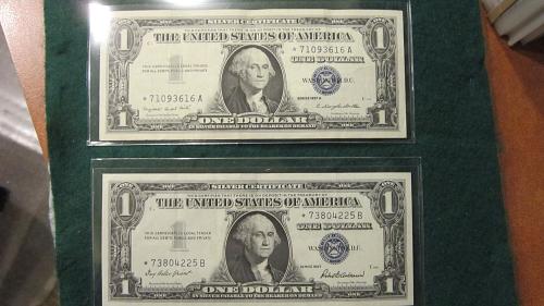 2 Crisp 1957 $1 Silver Certificate STAR notes (One is 1957, other is 57 A)
