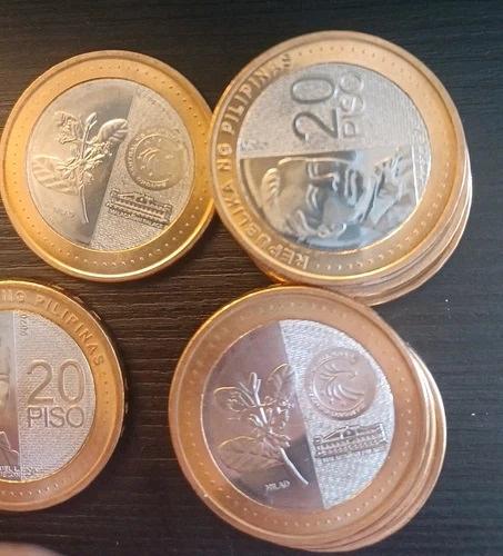 Philippines 20 Piso Coin, KM #313, Mint, Manuel L. Quezon, Nilad (Random Year)