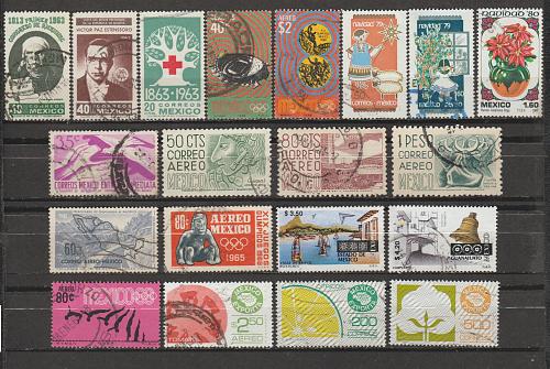 [XT0102] Mexico: Lot od 20 different commemorative stamps, postally used