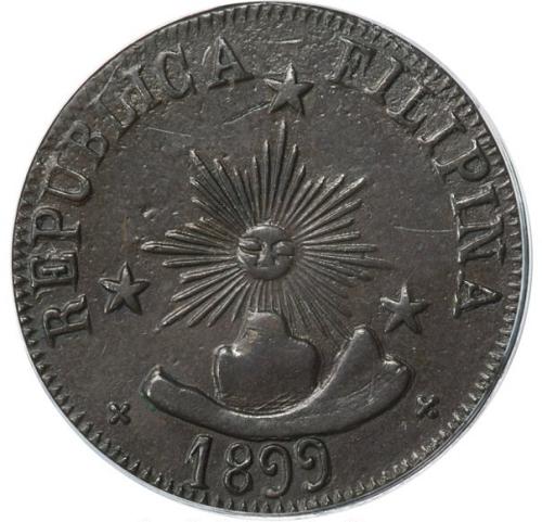 Philippines: Malolos. Revolutionary copper 2 Centavos 1899 XF40 PCGS