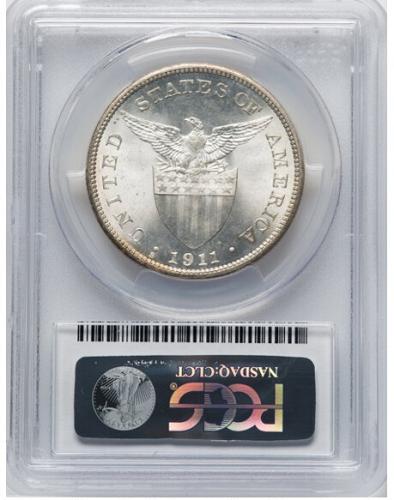 1911-S Peso Philippines Peso, KM-172, Allen 17.06, MS67 PCGS