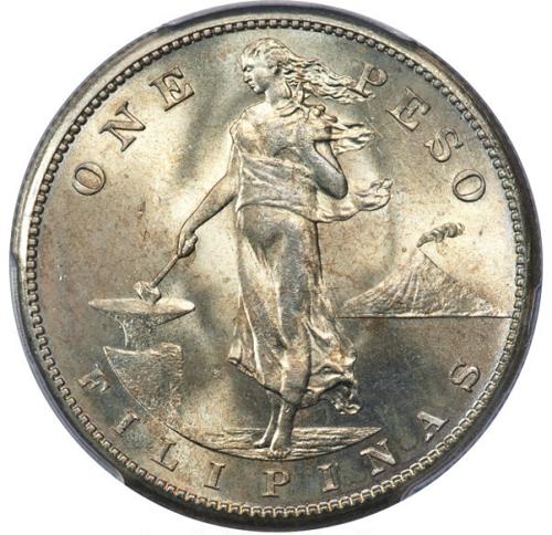 1912-S Peso Philippines Peso, KM-172, Allen 17.07, MS66 PCGS