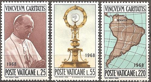 [VC0461] Vatican City: Pope Paul VI Colombia Visit (1968) MNH Cpl Set