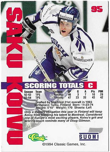 Saku Koivu - Montreal Canadiens - Classic Games