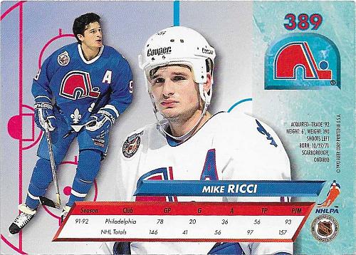 Mike Ricci - Quebec Nordiques - Fleer Ultra