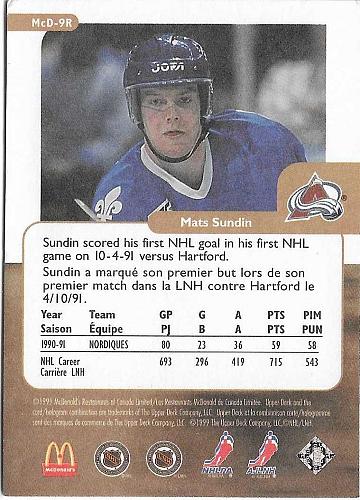 Mats Sundin - Quebec Nordiques - Upper Deck
