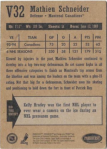 Mathieu Schneider - Montreal Canadiens - Parkhurst Vintage